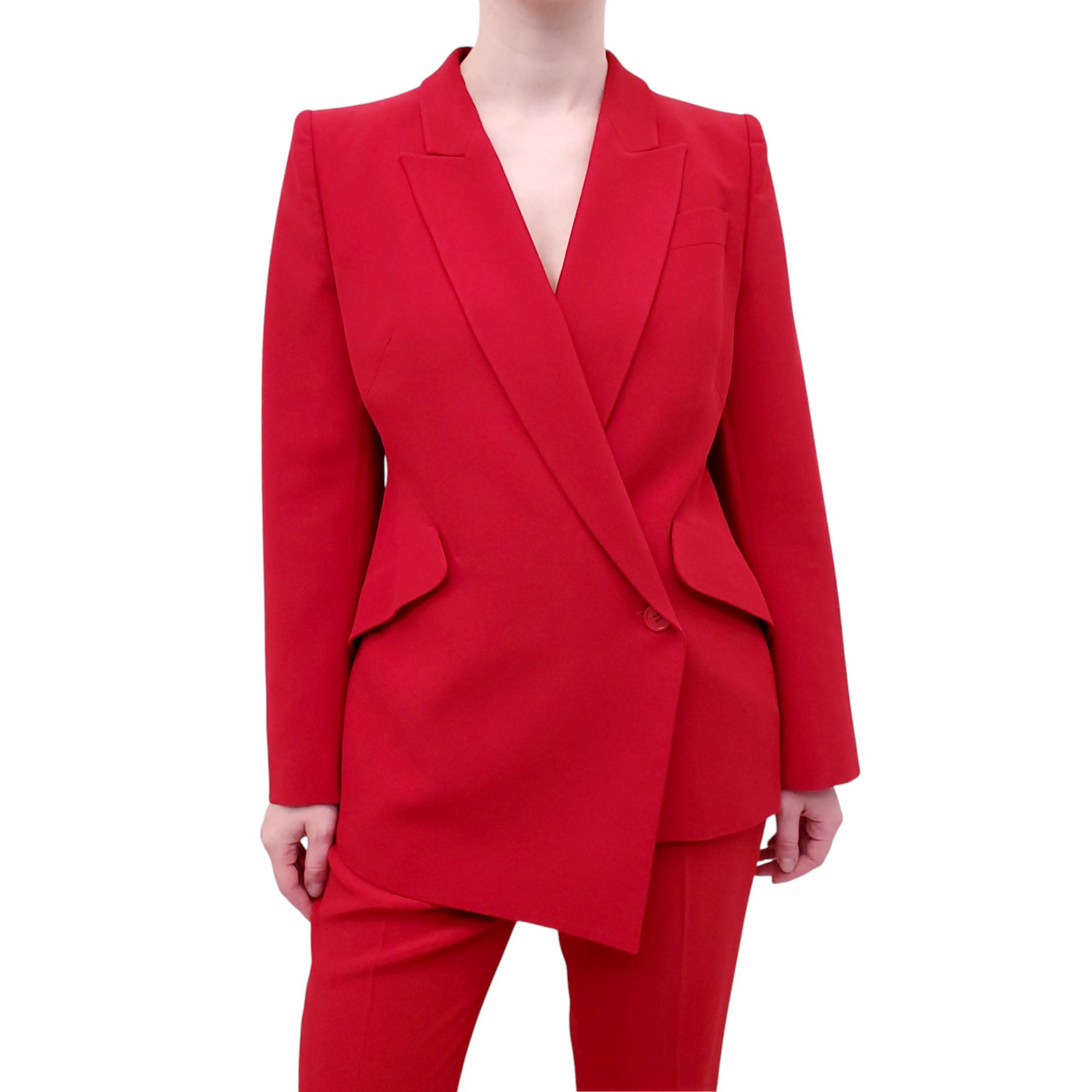 ALEXANDER MCQUEEN RED BLAZER AND PANT SET - SIZE 44