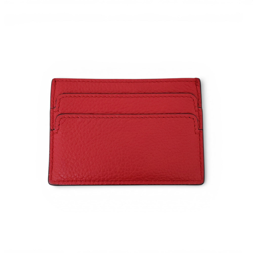 ALEXANDER MCQUEEN RED CARD HOLDER WITH GOLD SKULL DETAIL