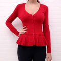ALEXANDER MCQUEEN RED PEPLUM CARDIGAN - SIZE S