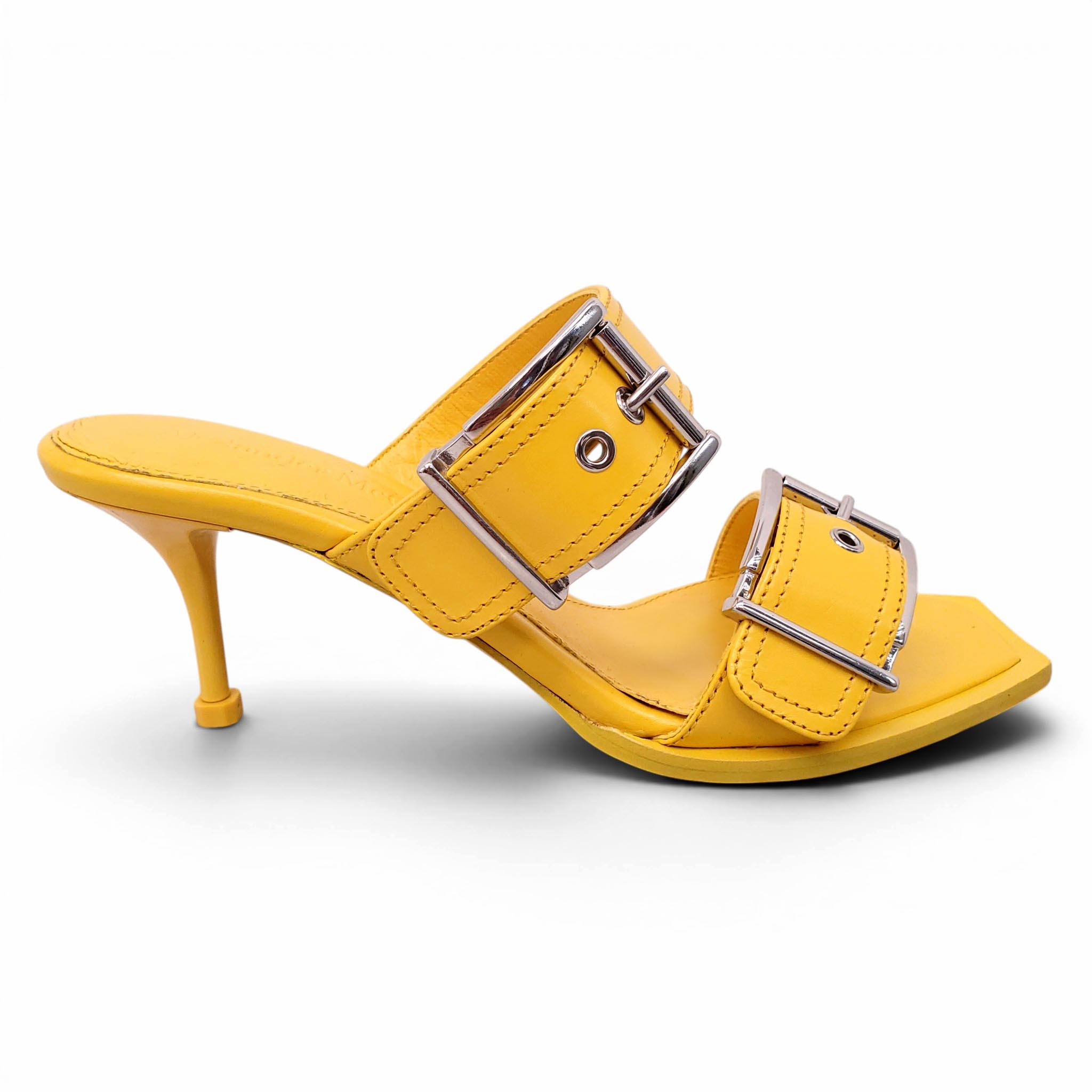 ALEXANDER MCQUEEN YELLOW BUCKLE HEELS - SIZE 36.5