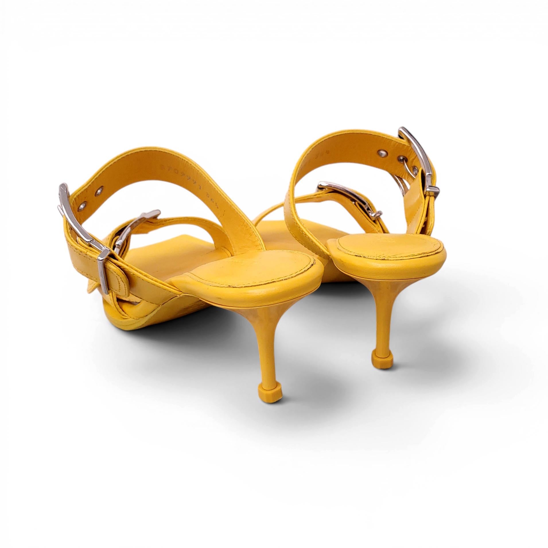 ALEXANDER MCQUEEN YELLOW BUCKLE HEELS - SIZE 36.5