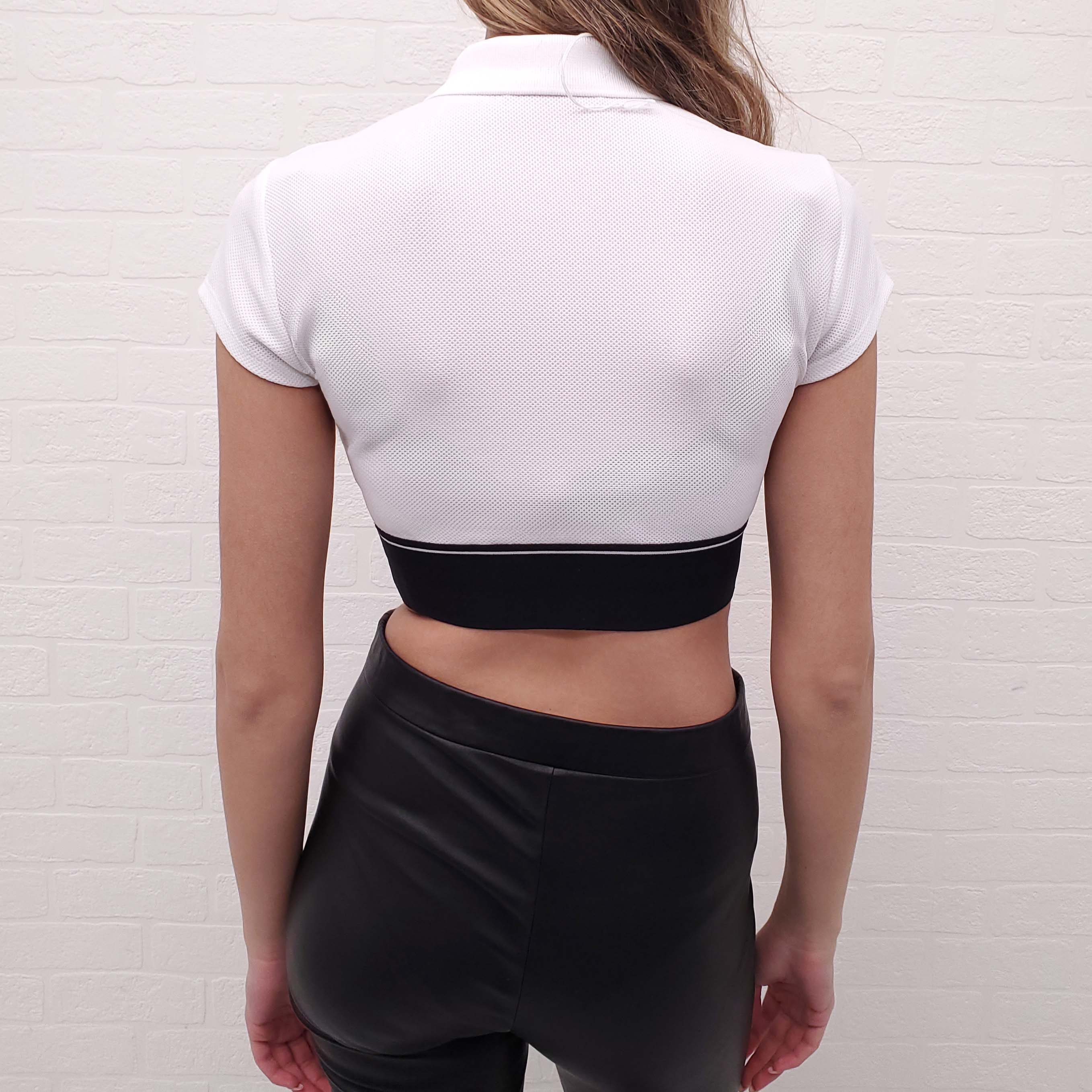 ALEXANDERWANG.T WHITE CROPPED POLO WITH LOGO - SIZE XS