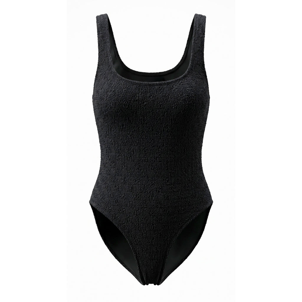 ALEXANDER WANG BLACK LOGO ONE-PIECE SWIMSUIT