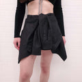 ALEXANDER WANG BLACK WOOL SHORTS WITH BELTED BUTTON-UP TOP - SIZE 2