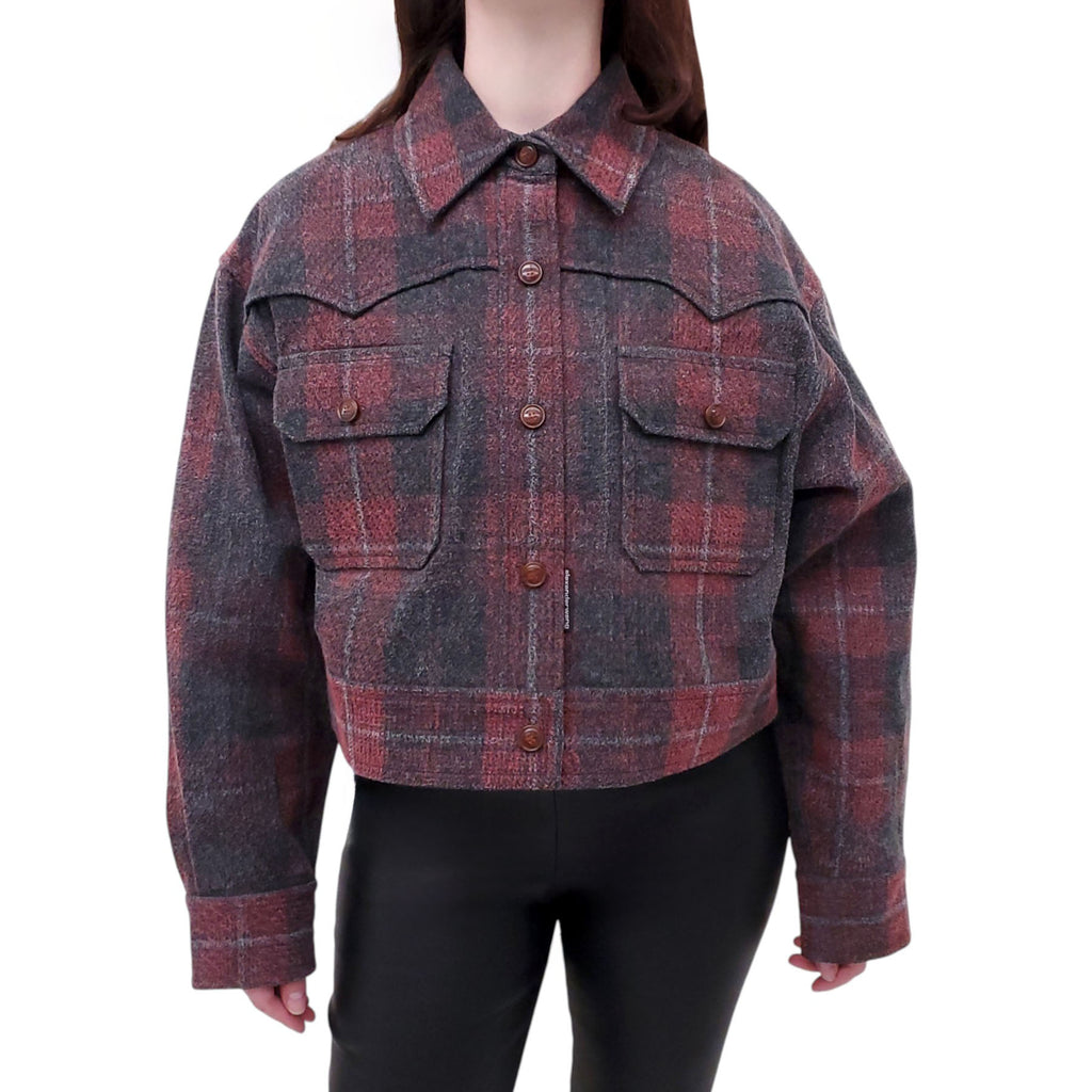 ALEXANDER WANG OVERSIZED WESTERN RED PLAID JACKET - SIZE S