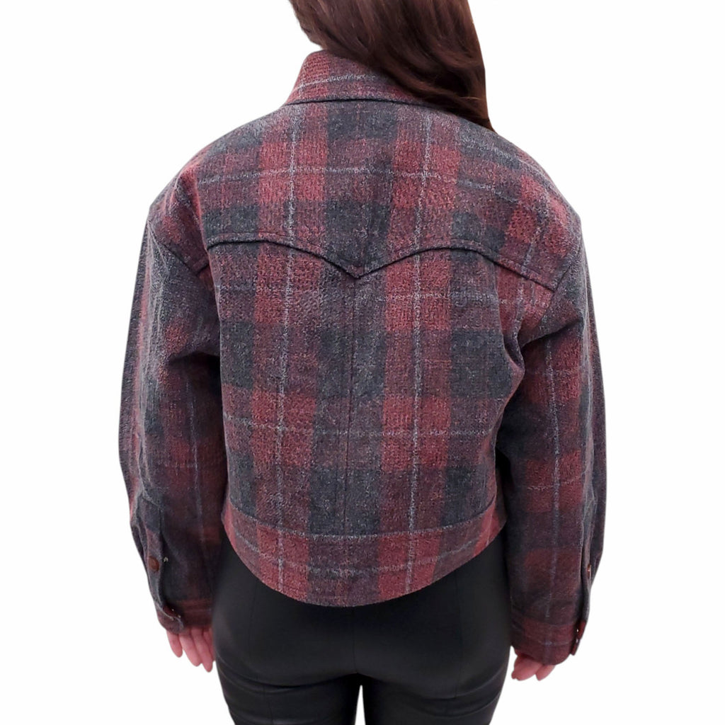 ALEXANDER WANG OVERSIZED WESTERN RED PLAID JACKET - SIZE S