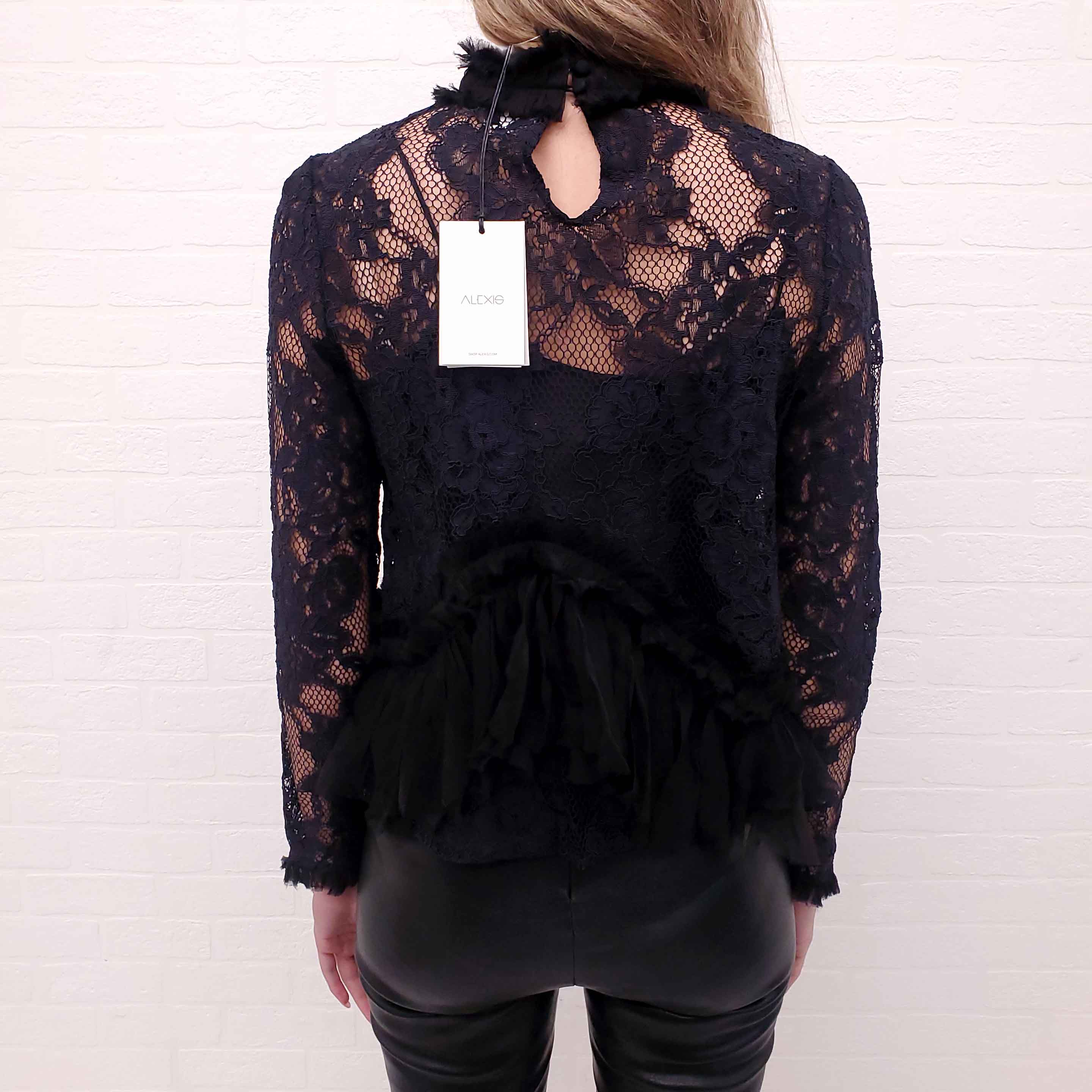 ALEXIS BLACK LACE BLOUSE - SIZE S