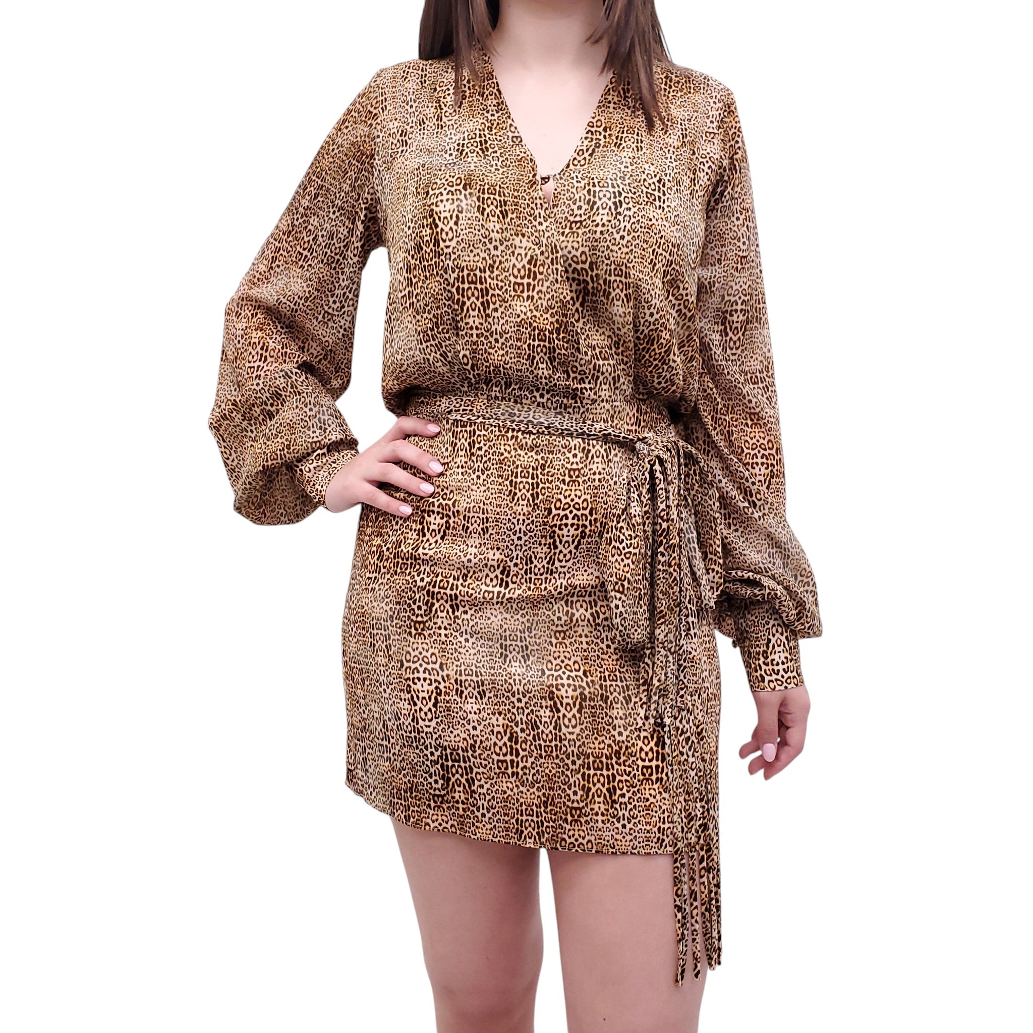 ALEXIS LEOPARD PRINT DRESS WITH BELT - SIZE S