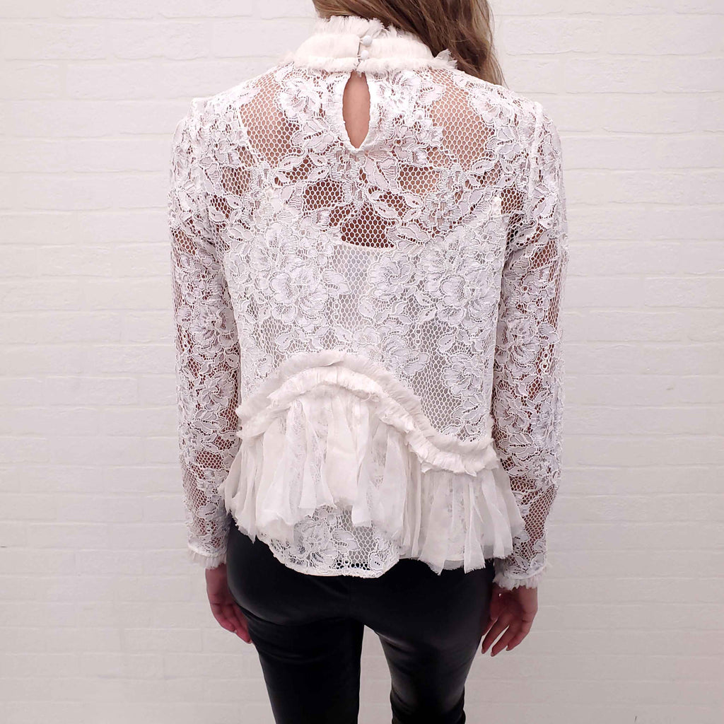 ALEXIS WHITE LACE BLOUSE - SIZE S