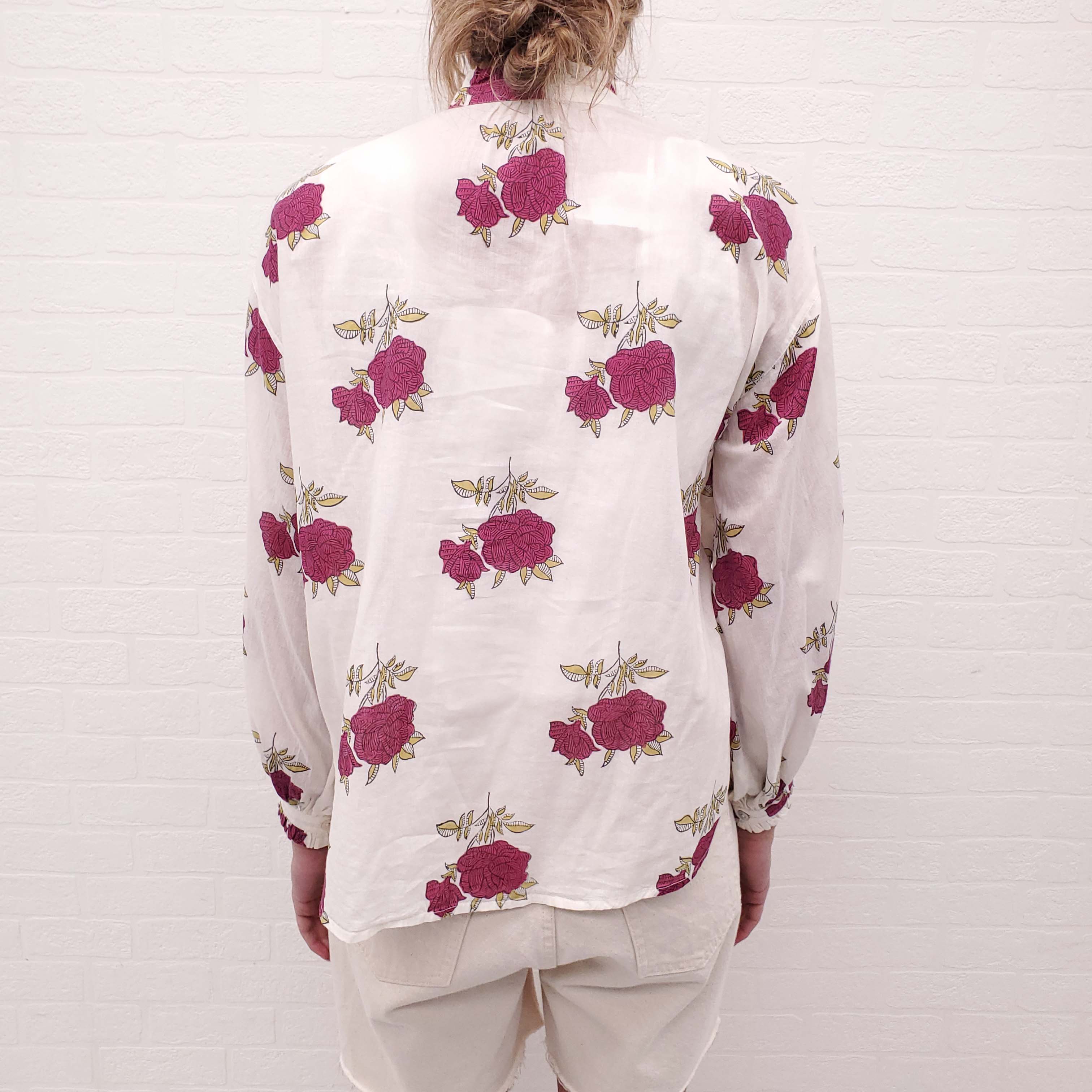 ALIX OF BOHEMIA FLORAL COTTON BLOUSE - SIZE XS (OVERSIZED)