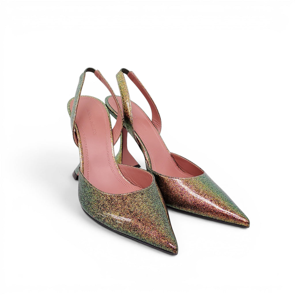AMINA MUADDI GLITTER HOLLI HEELS - SIZE 37.5