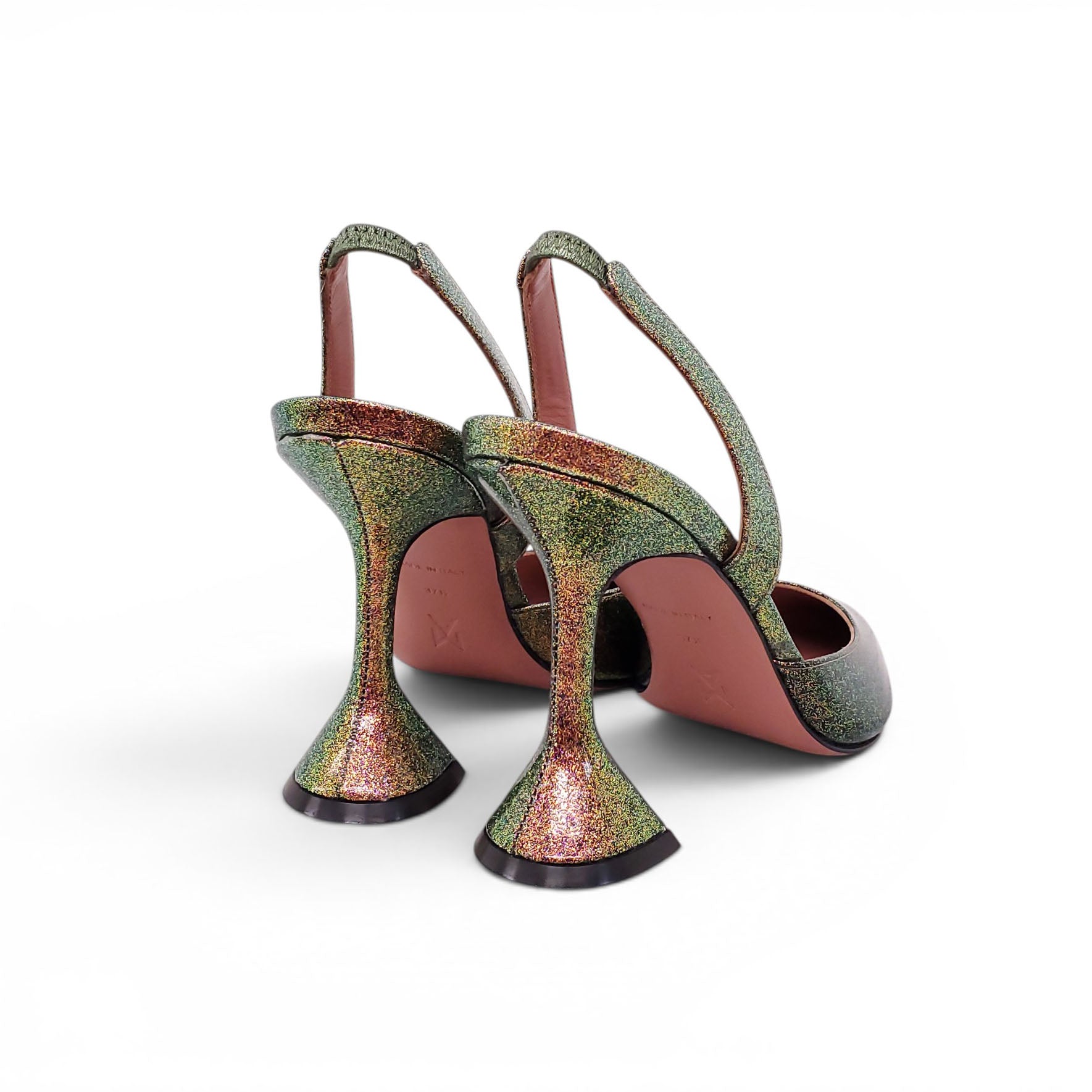 AMINA MUADDI GLITTER HOLLI HEELS - SIZE 37.5