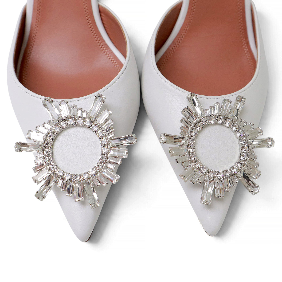 AMINA MUADDI WHITE SATIN BEGUM SLING 95 HEELS - SIZE 39