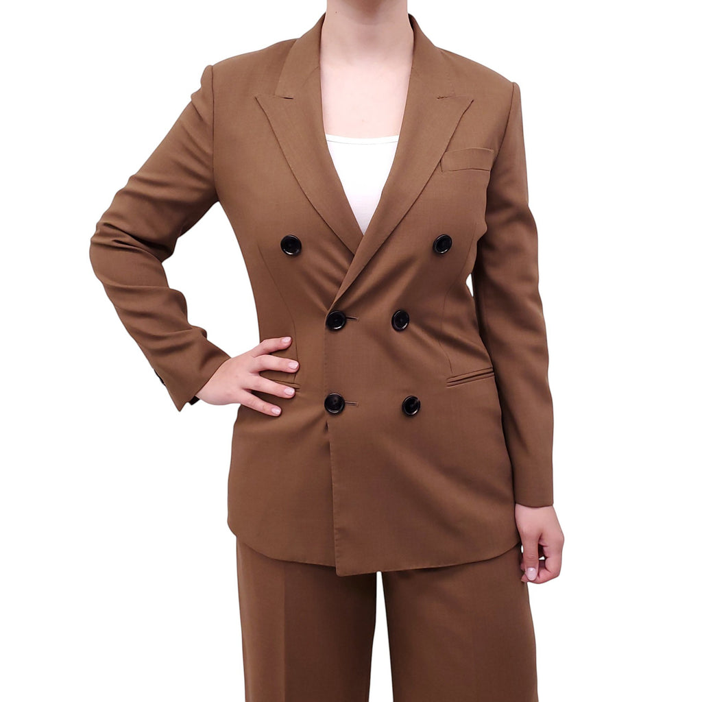 AMI PARIS COGNAC OVERSIZED DOUBLE BREASTED SUIT - SIZE 34