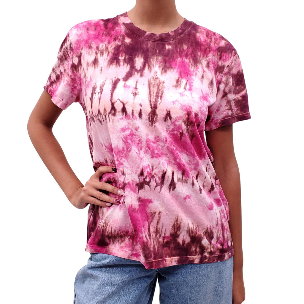 AMI PARIS PINK AND WHITE TIE DYE T-SHIRT - SIZE S