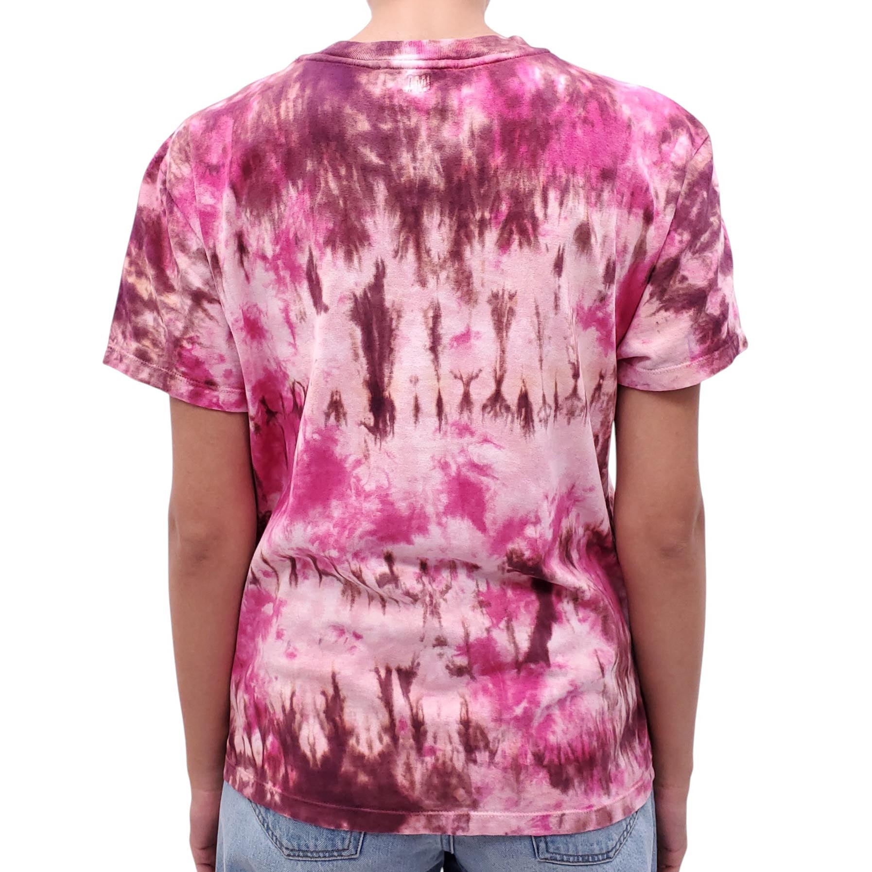 AMI PARIS PINK AND WHITE TIE DYE T-SHIRT - SIZE S