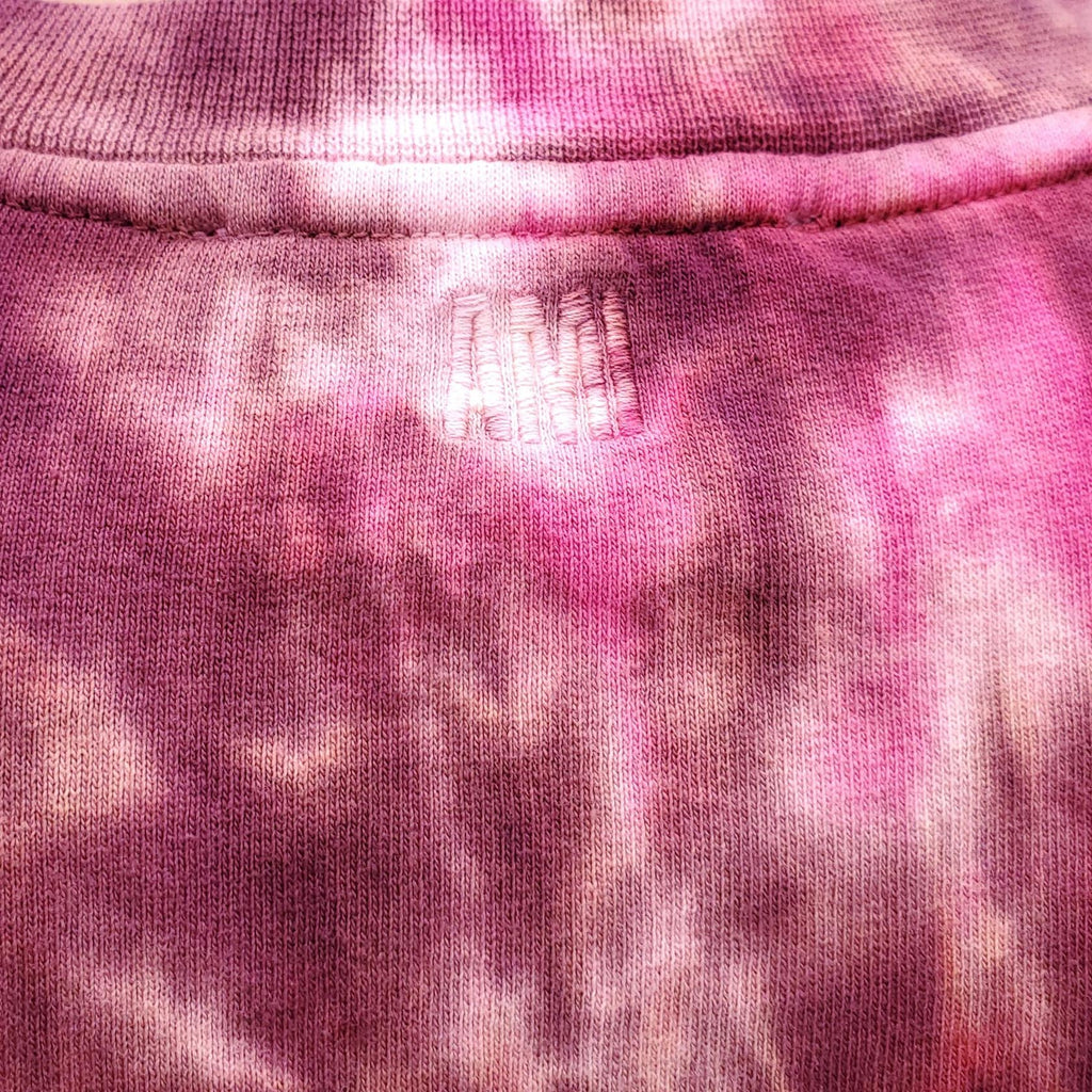 AMI PARIS PINK AND WHITE TIE DYE T-SHIRT - SIZE S