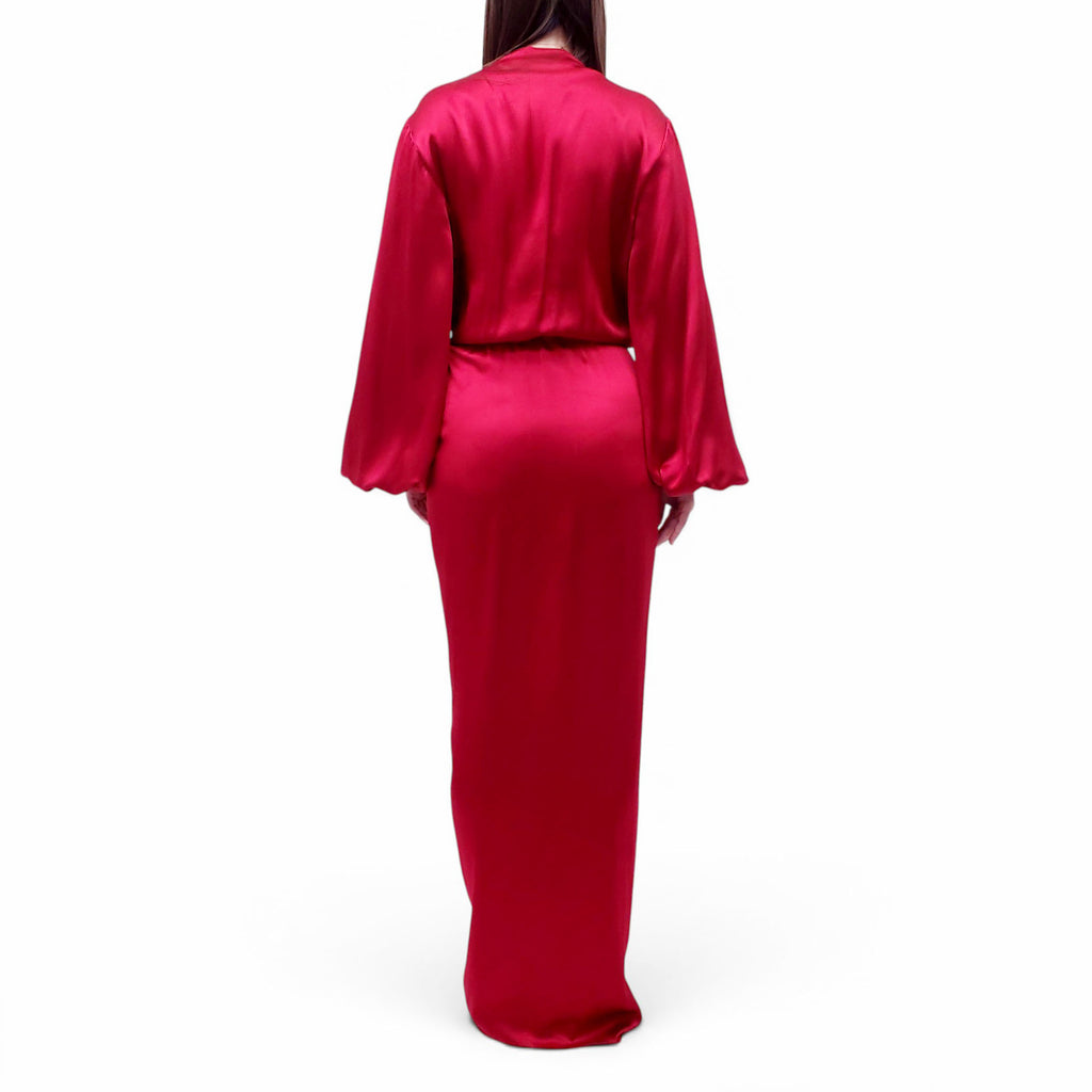 ANDRES OTALORA RED SATIN DRESS - SIZE 10