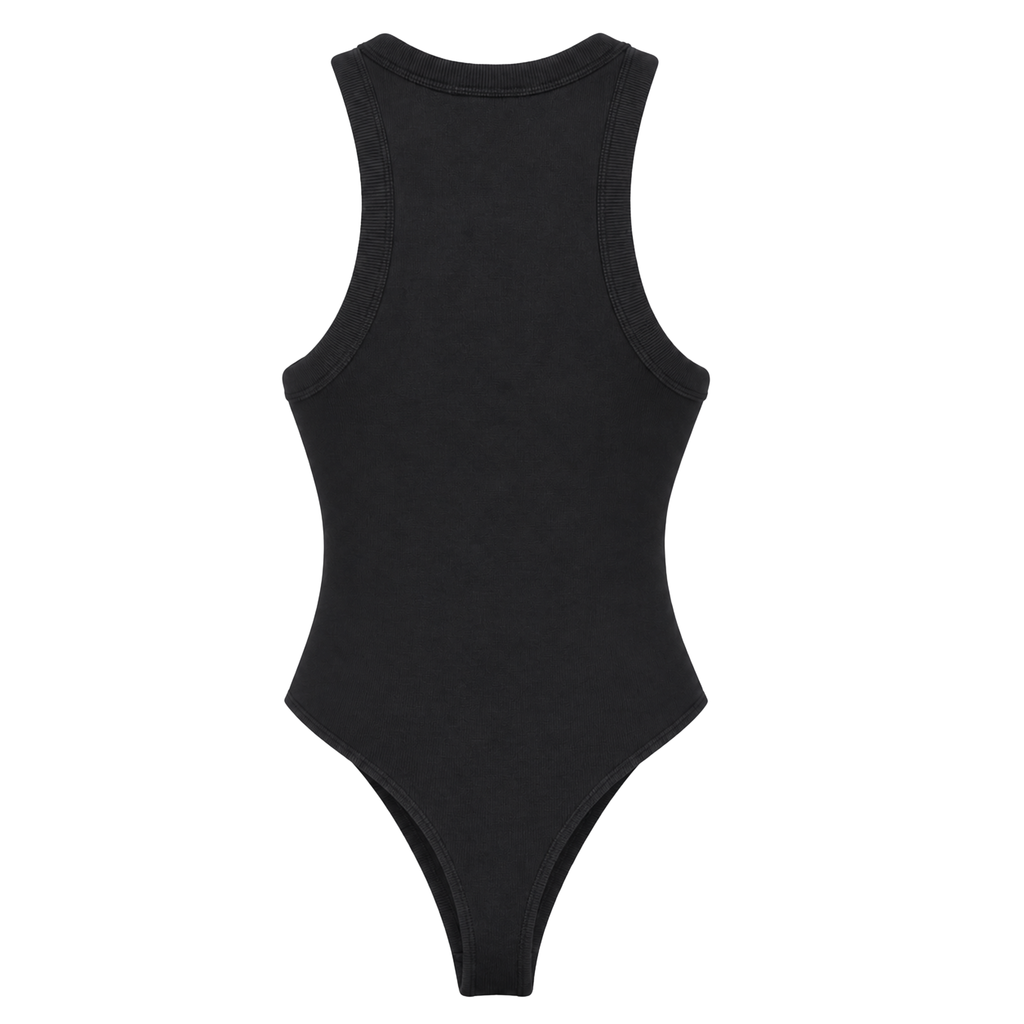 ANINE BING BLACK RIBBED BODYSUIT - SIZE XS