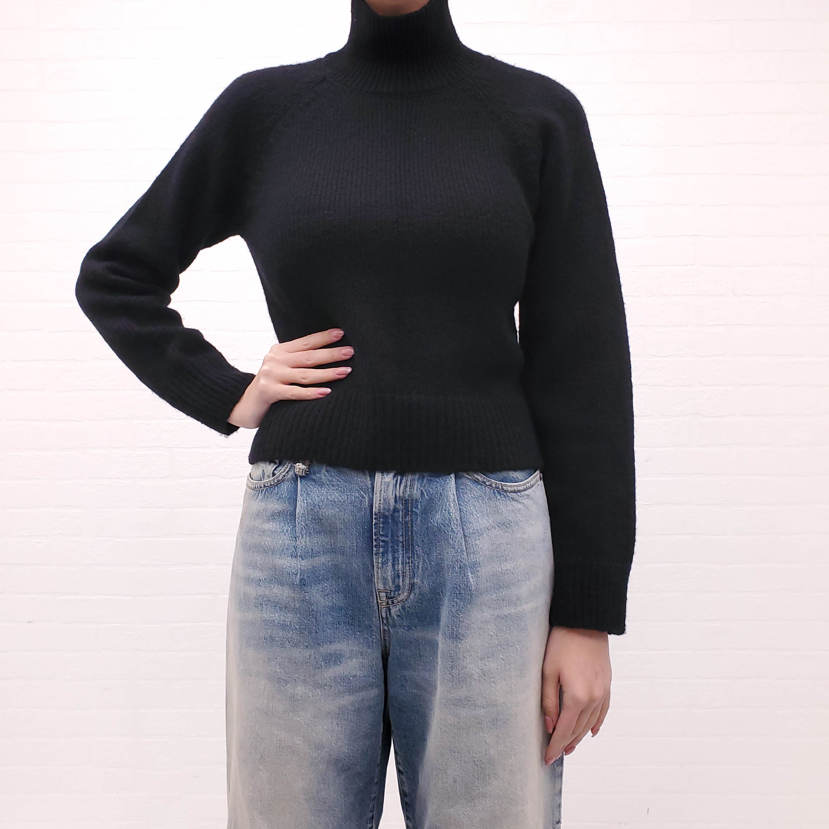 ANINE BING BLACK WOOL AND CASHMERE SWEATER - SIZE XS