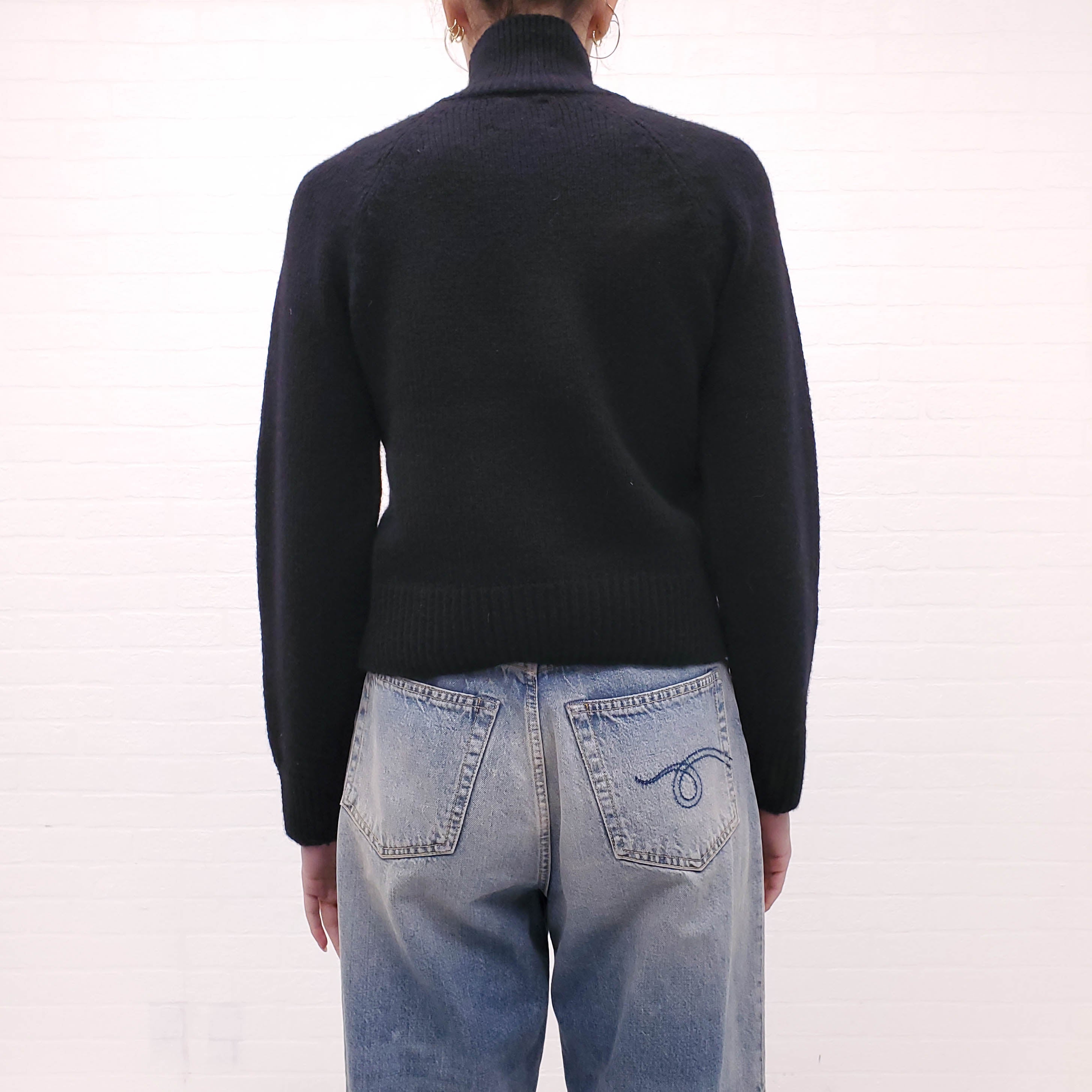 ANINE BING BLACK WOOL AND CASHMERE SWEATER - SIZE XS