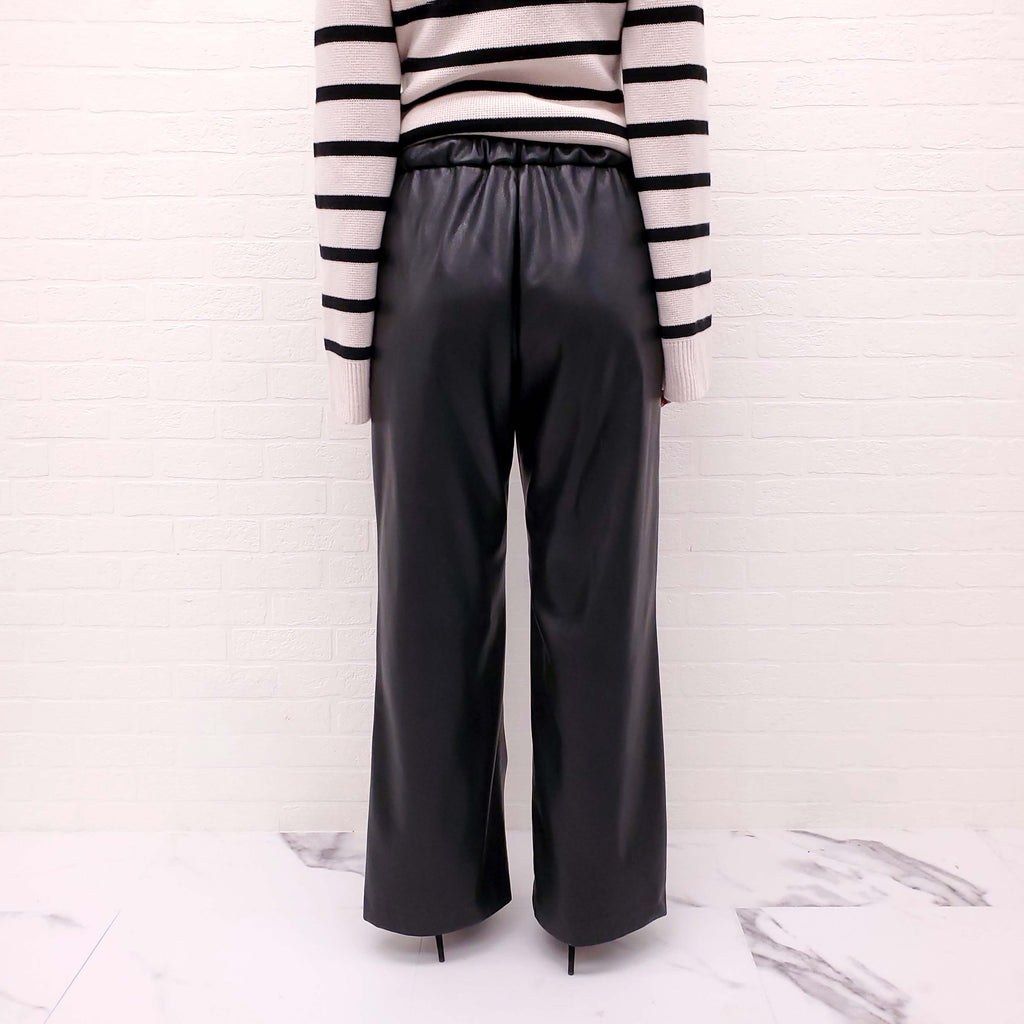 ANINE BING VEGAN LEATHER PANTS WITH ELASTIC WAIST - SIZE L