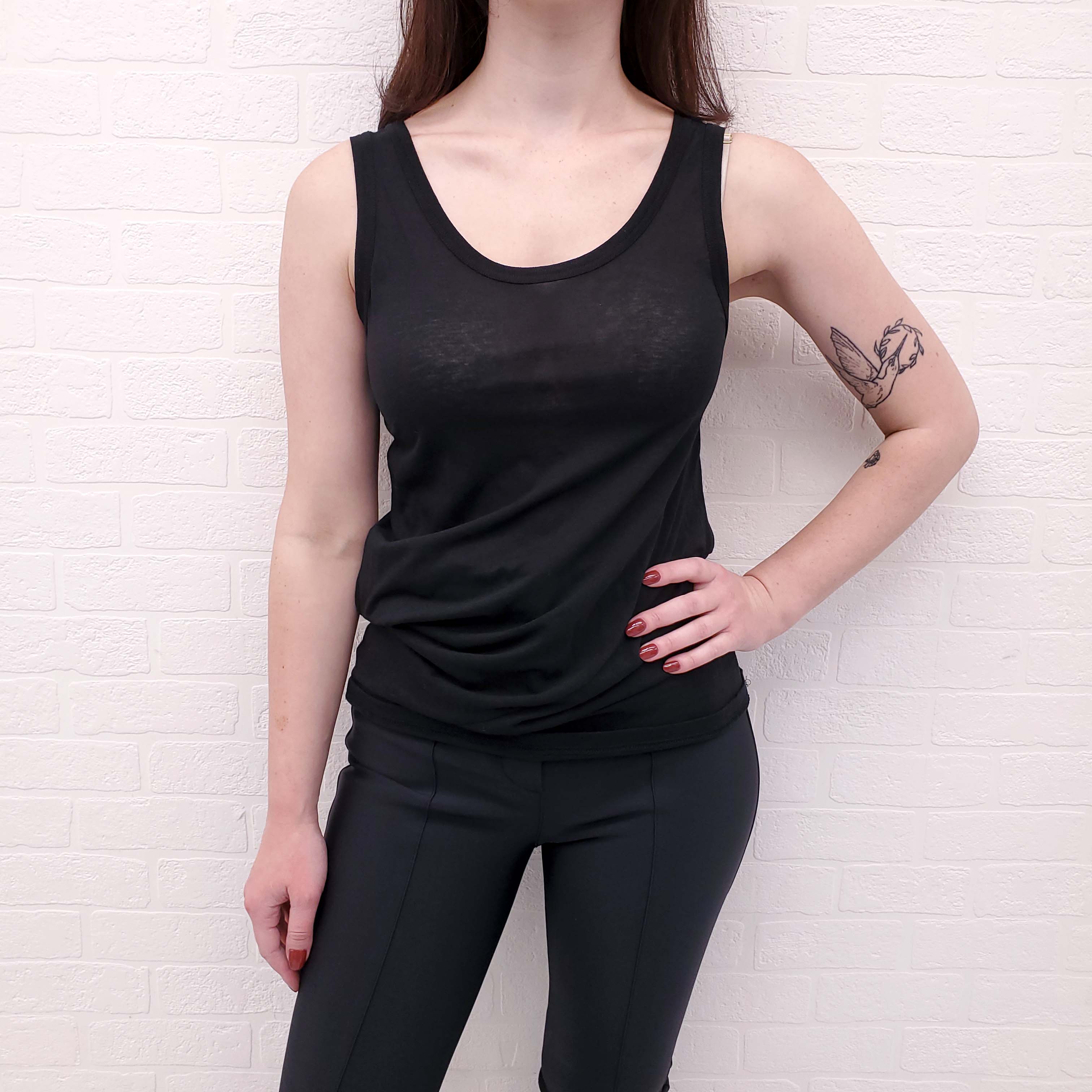 ANN DEMEULEMEESTER BLACK SLEEVELESS TOP - SIZE 36