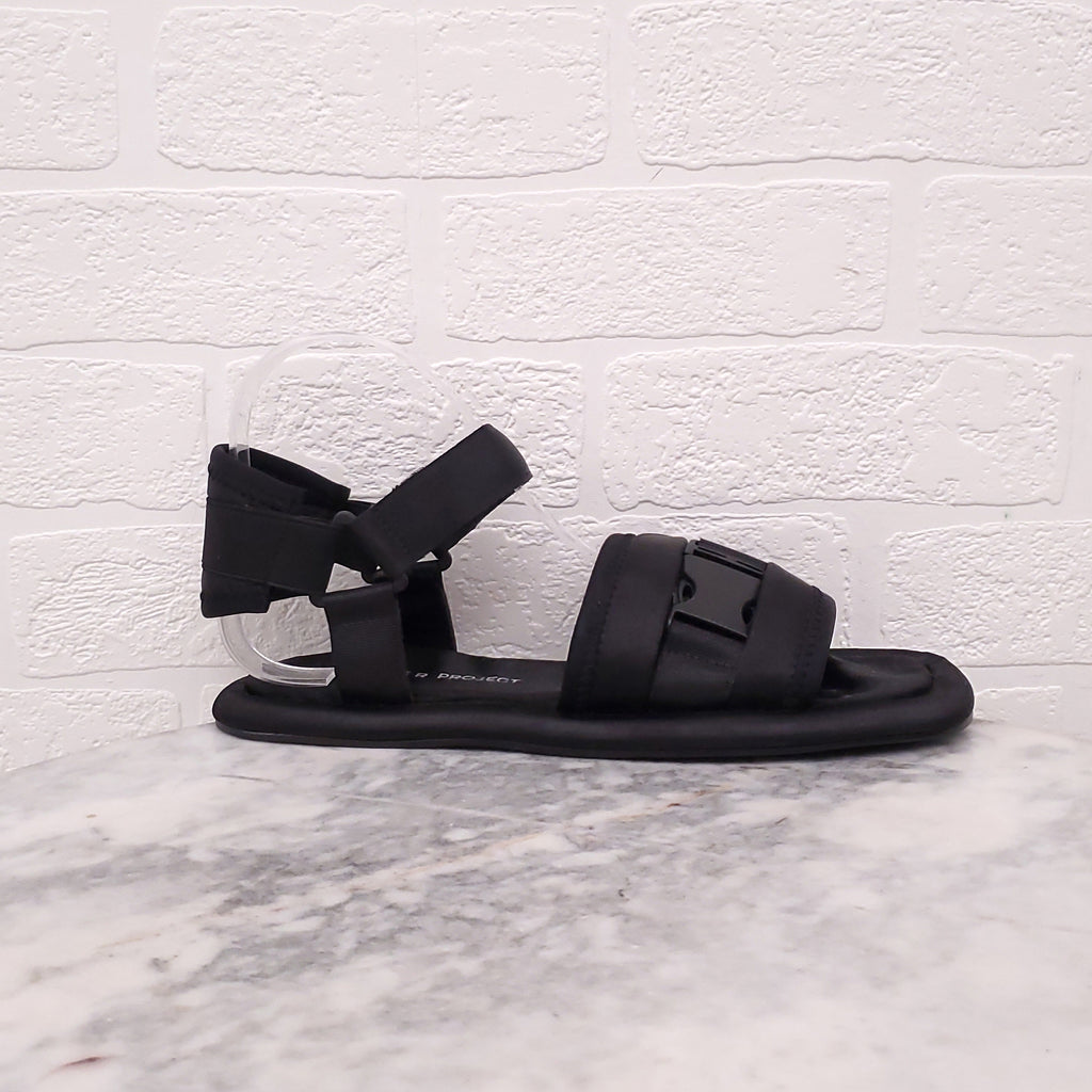 ANOTHER PROJECT BLACK SATIN SANDALS WITH BUCKLE - SIZE 39