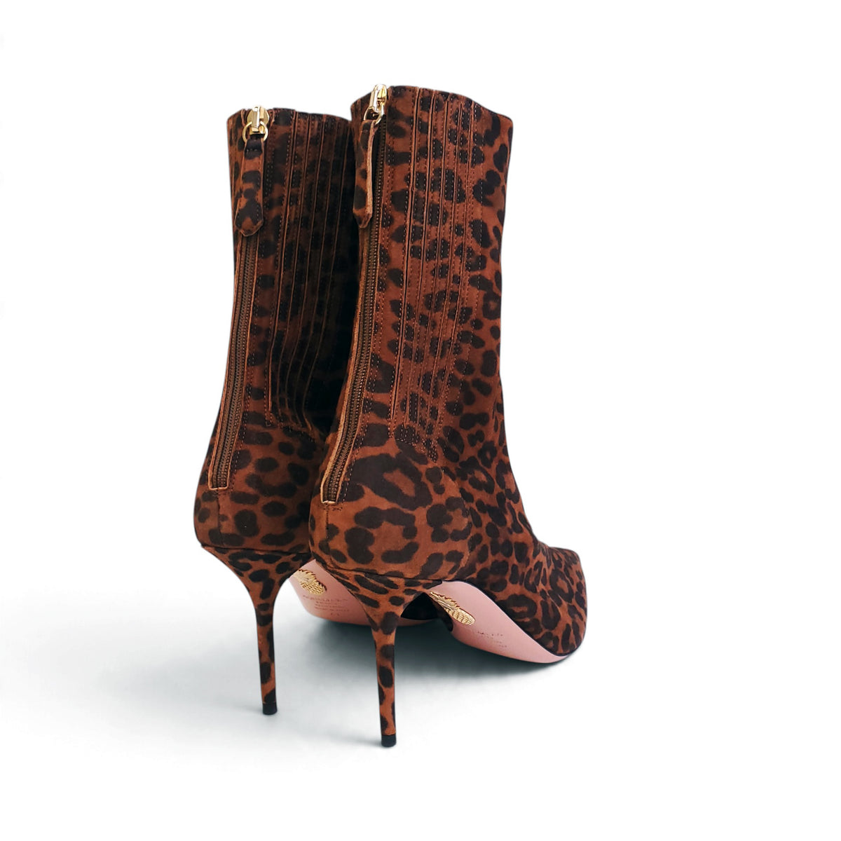 AQUAZZURA LEOPARD SUEDE BOOTIES  - SIZE 41