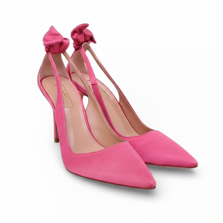 AQUAZZURA PINK SATIN HEELS - SIZE 39.5