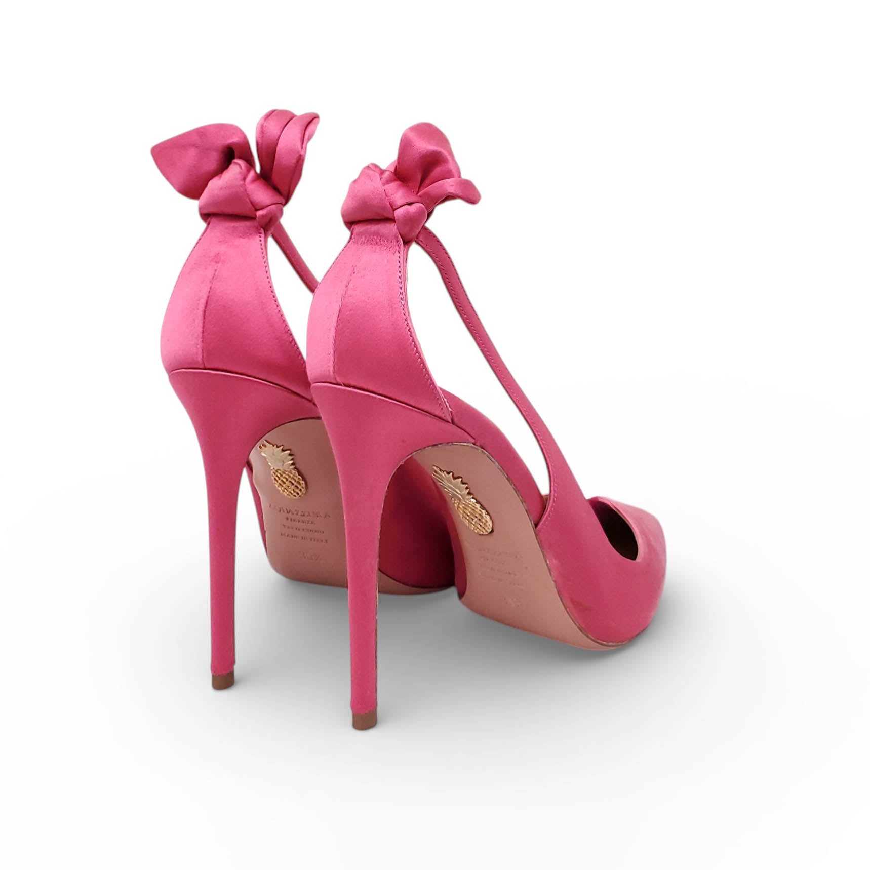 AQUAZZURA PINK SATIN HEELS - SIZE 39.5