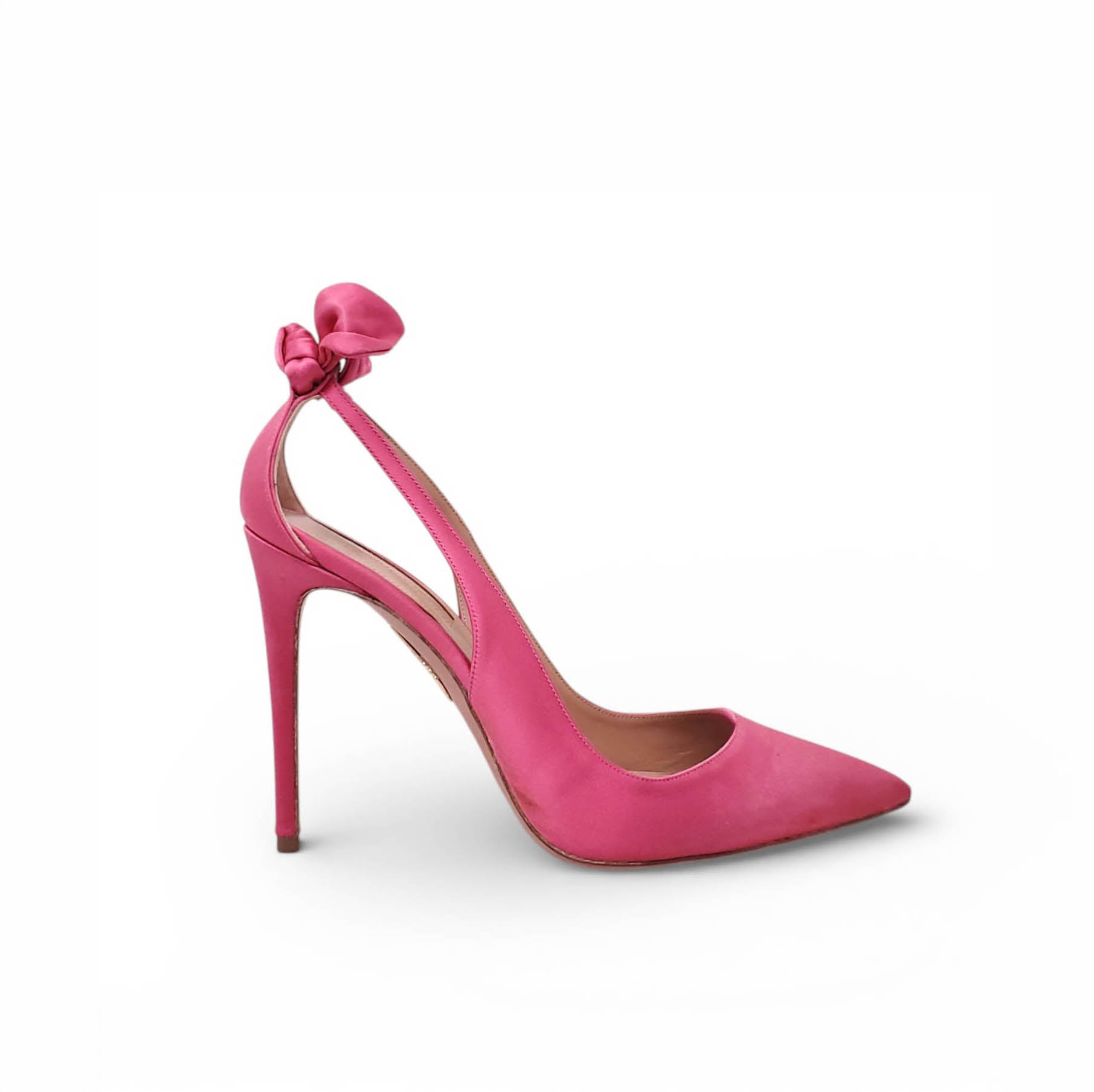 AQUAZZURA PINK SATIN HEELS - SIZE 39.5