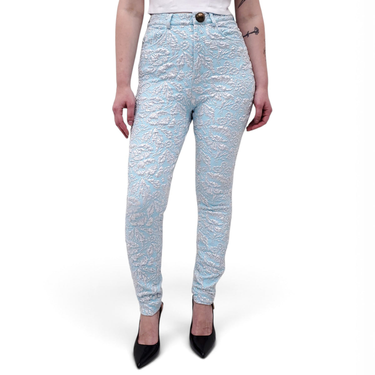 AREA BABY BLUE JACQUARD TROUSERS - SIZE 6