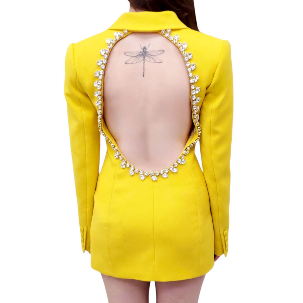 AREA CRYSTAL OPEN BACK BLAZER DRESS - SIZE 4