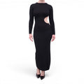 AYA MUSE BLACK KNIT CUTOUT MIDI DRESS - SIZE S