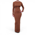 AYA MUSE BRONZE METALLIC KNIT BACKLESS DRESS - SIZE S