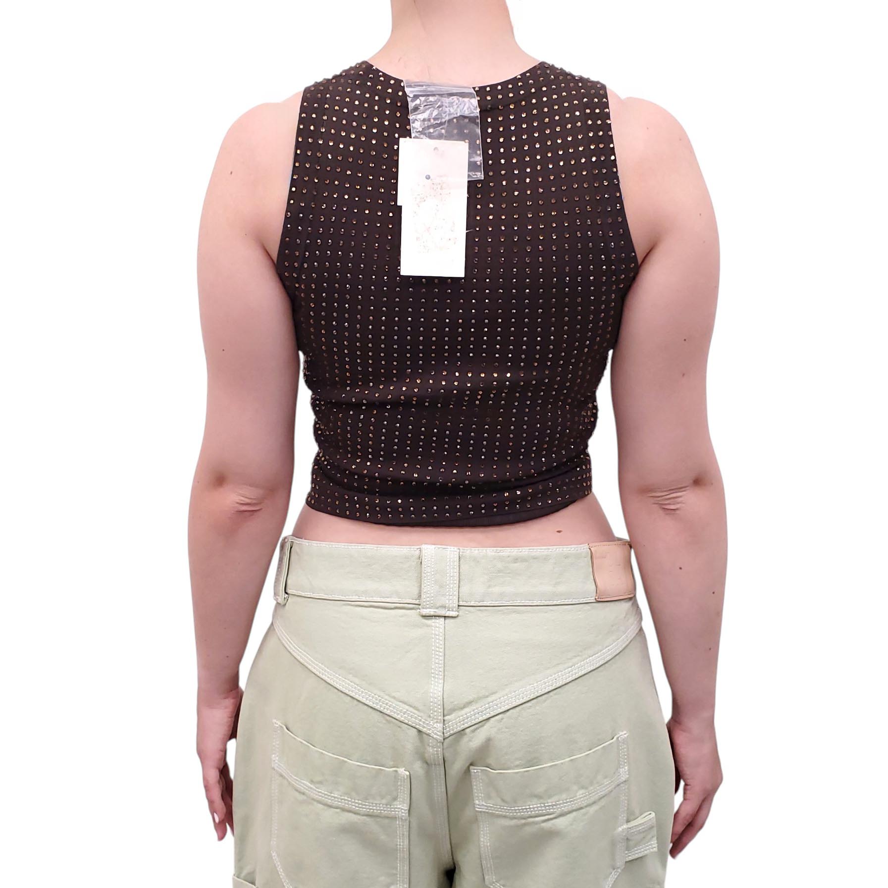 AYA MUSE BROWN CRYSTAL TANK TOP - SIZE XS