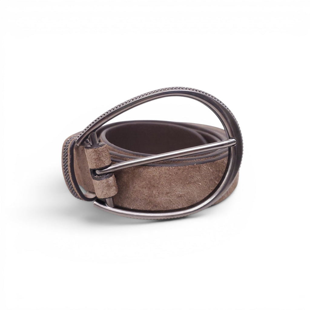 B.C. TAUPE SUEDE BELT WITH MONILI - SIZE XS