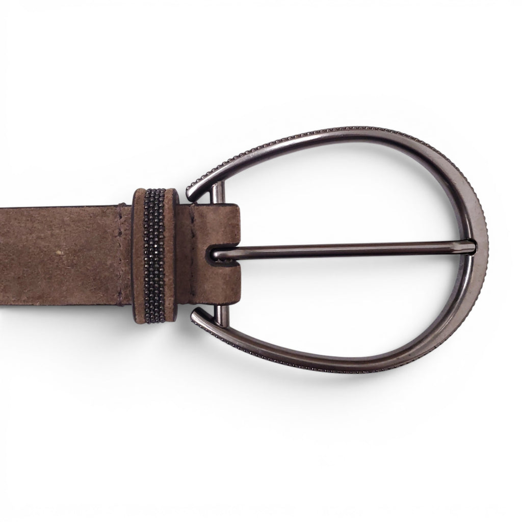 B.C. TAUPE SUEDE BELT WITH MONILI - SIZE XS
