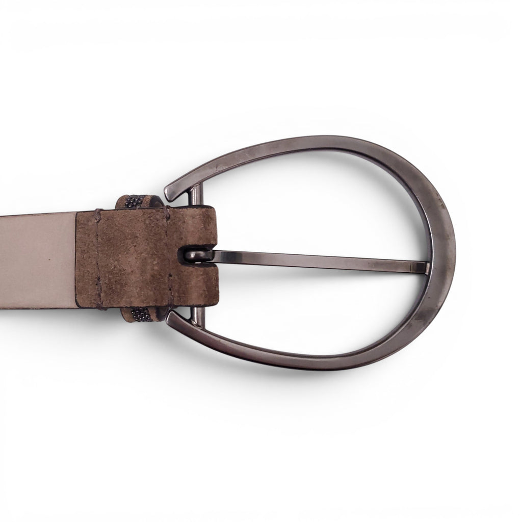 B.C. TAUPE SUEDE BELT WITH MONILI - SIZE XS