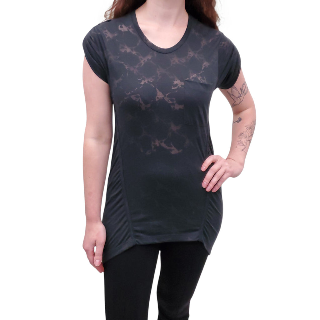 BALENCIAGA. T'S PATTERNED TOP WITH GROMMET DETAIL - SIZE M
