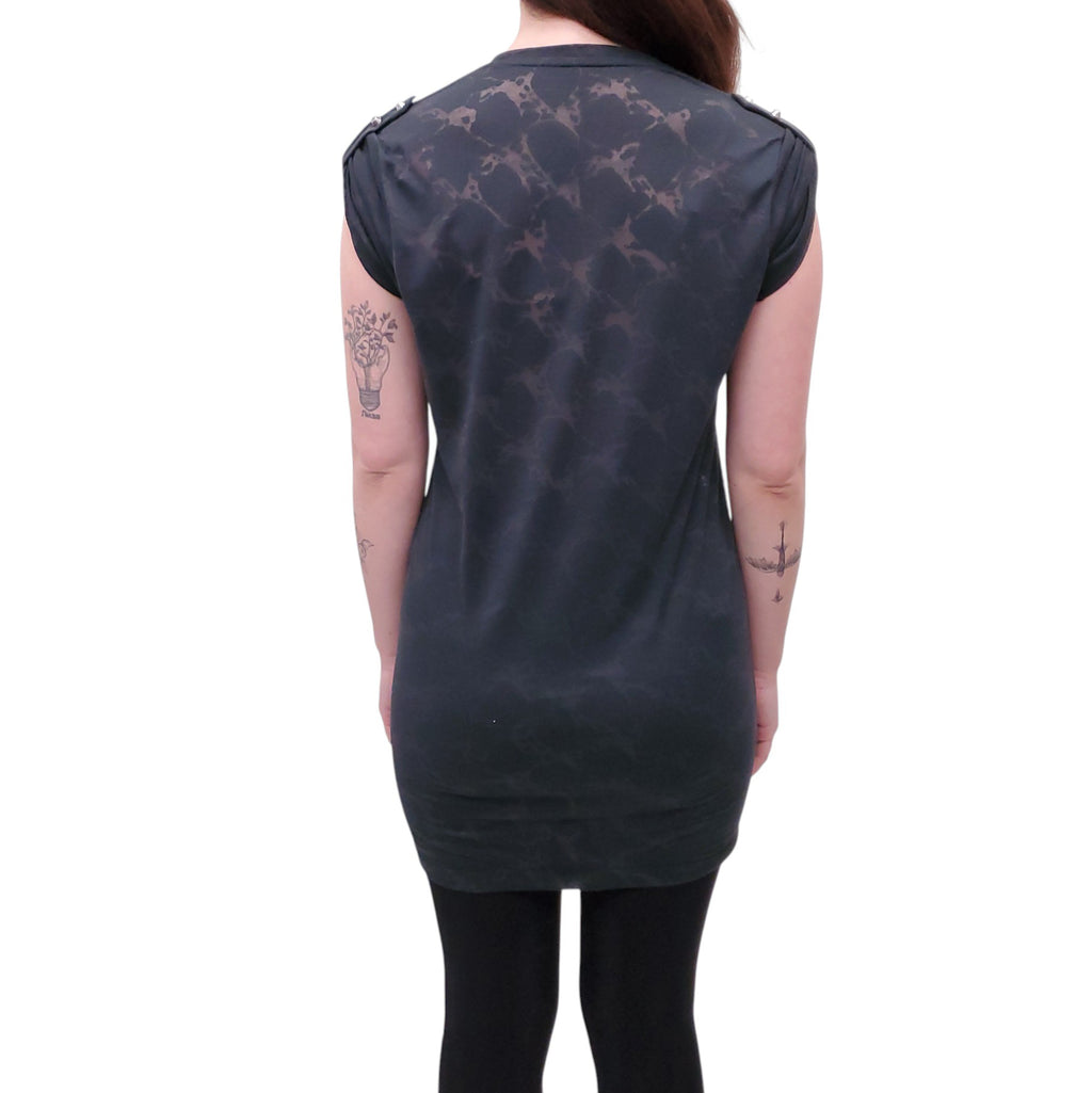 BALENCIAGA. T'S PATTERNED TOP WITH GROMMET DETAIL - SIZE M