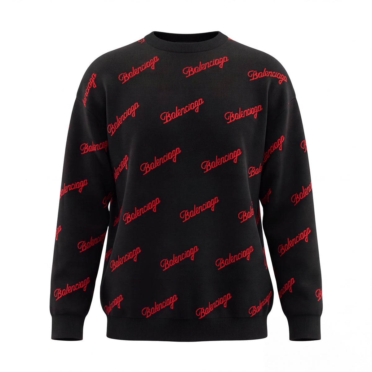 BALENCIAGA BLACK AND RED LOGO SWEATER - SIZE XS