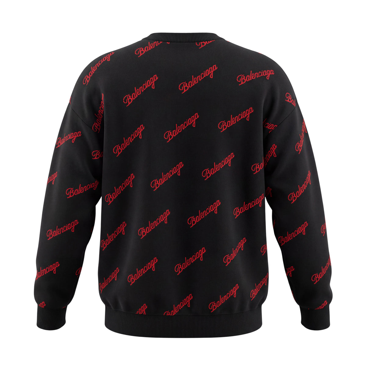 BALENCIAGA BLACK AND RED LOGO SWEATER - SIZE XS