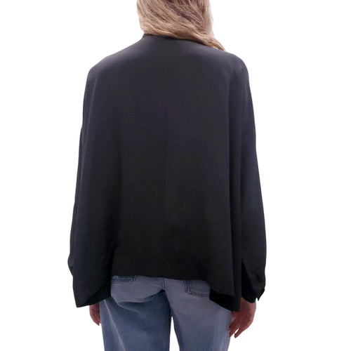 BALENCIAGA BLACK BLOUSE WITH TIE DETAIL - SIZE 36