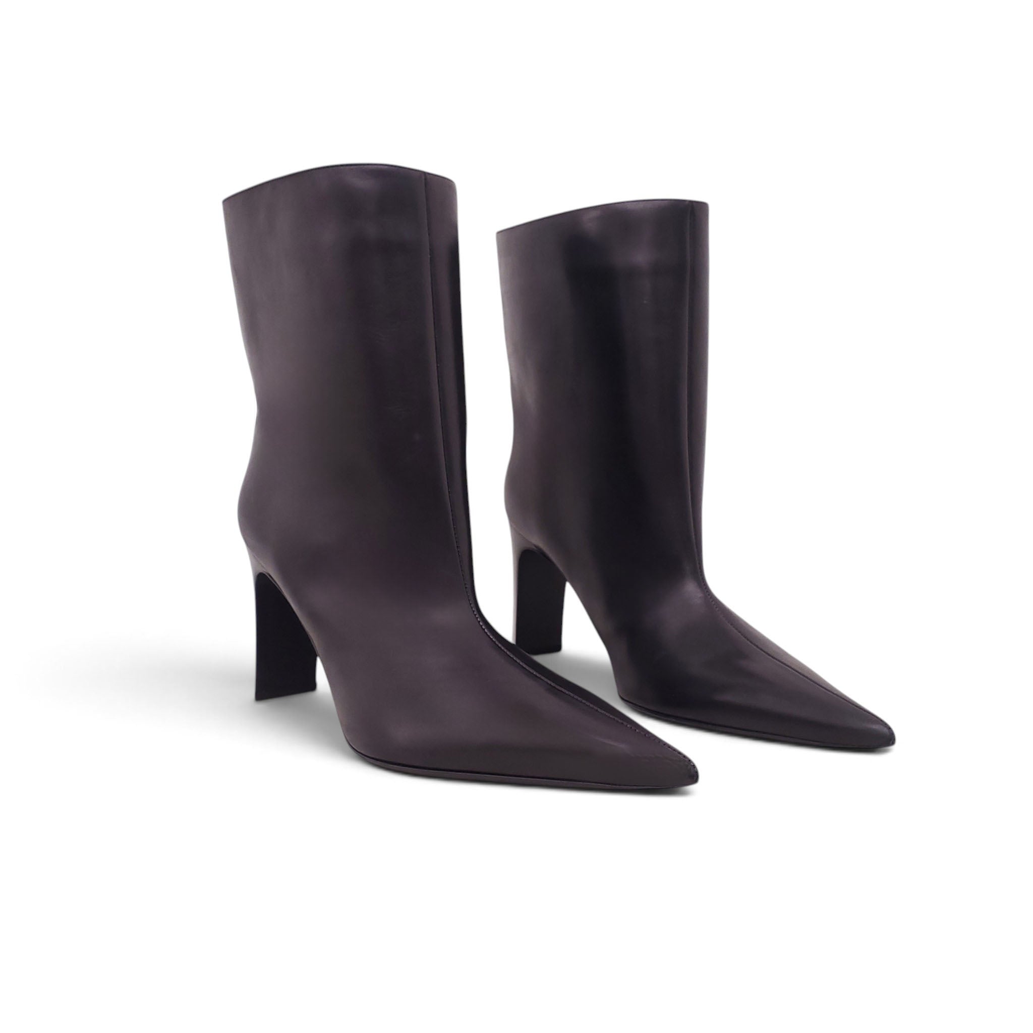 BALENCIAGA BLACK LEATHER BOOTIES - SIZE 38