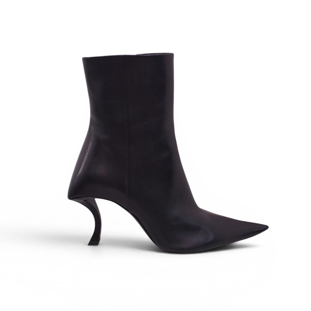 BALENCIAGA BLACK SOFT LEATHER HOURGLASS BOOTIES - SIZE 37