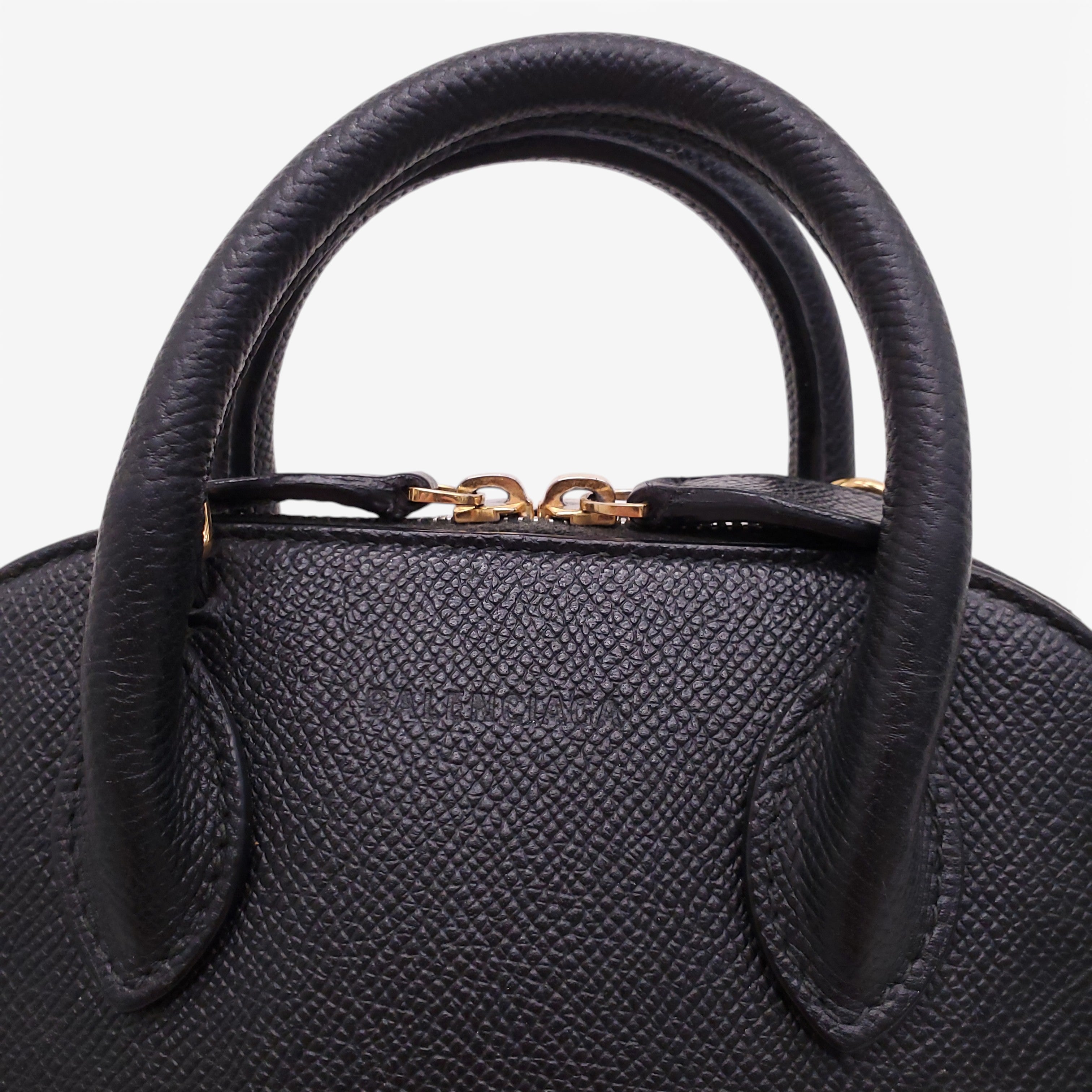 BALENCIAGA BLACK TOP HANDLE LOGO BAG