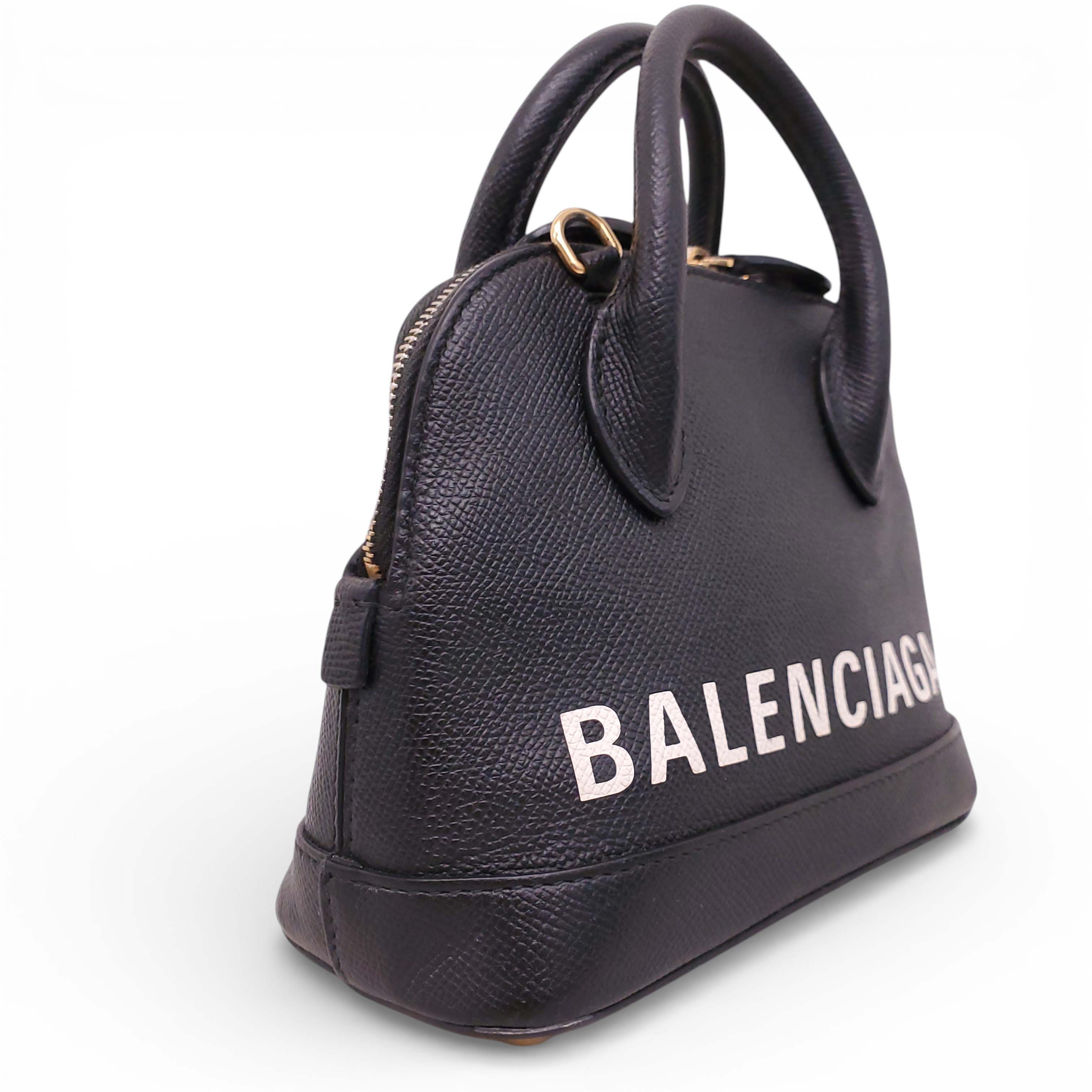 BALENCIAGA BLACK TOP HANDLE LOGO BAG