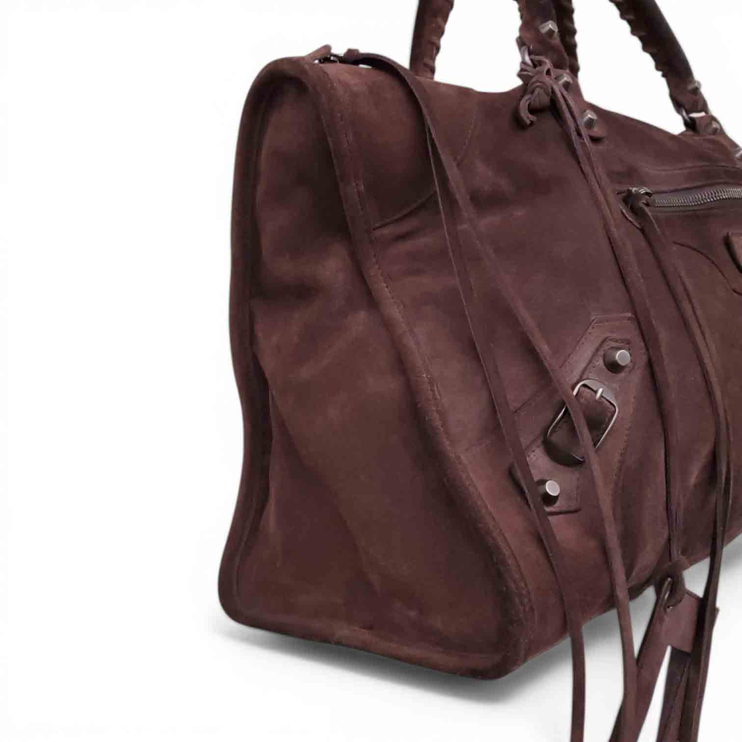 BALENCIAGA BROWN SUEDE CITY BAG